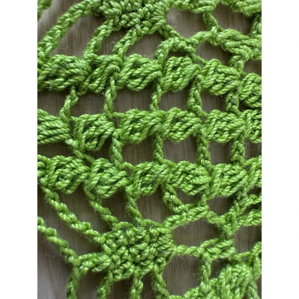 Handmade Green Crochet Doily 11 in Christmas Starburst Mercerized Cotton Table